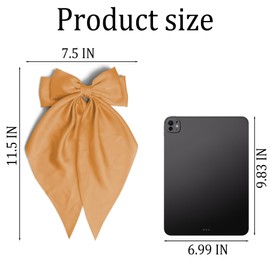 3PCS Orange Bow for Hair Big Hair Bows for Women Silky Satin Ribbon Bow Hair Clips Thanksgiving Barrettes with Long Tail Aesthetic Family Dinners Hair Accessories Gifts for Girls