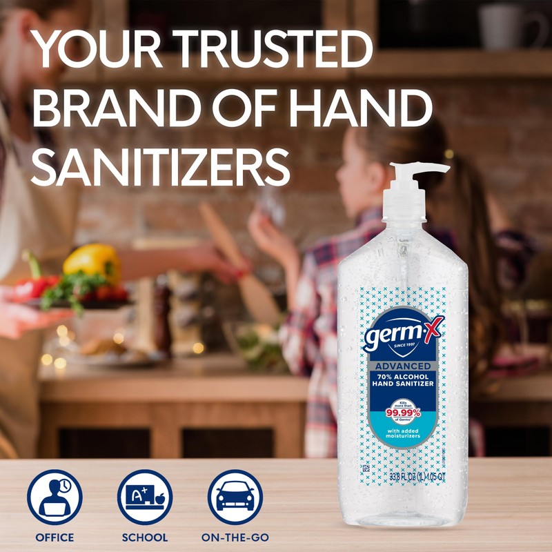 Germ-X Advanced Hand Sanitizer, 34 Fl Oz (1 Liter), Less