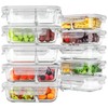 HOMBERKING 10 Pack Glass Meal Prep Containers 2 Compartment, Food