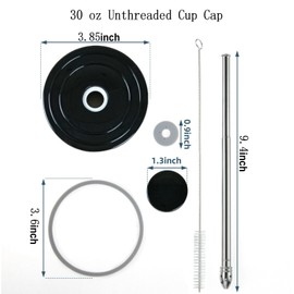 30 oz Tumbler Lid, Leak Proof Magnetic Lid, Spill Proof Straw Lid, Replacement Lid for 30 oz Straw Mug, Replacement Magnetic Lid (Black), MKDR-01A