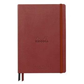 RHODIA 194443C - Bullet Journal Goalbook Creation Nacarat Rigid Notebook - A5 15.5x21x2 cm - Dotted Dot - 160 pages Clairefontaine Maya Smooth Black Paper 120 g/m - 2 Ribbons - Faux Leather Cover