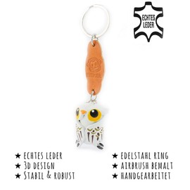 MONKIMAU Owl Zoo Figure Leather Keyring