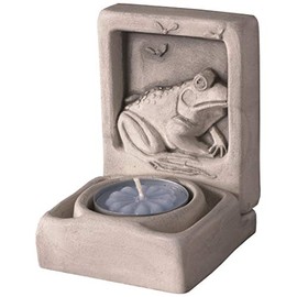 JBK Pottery Ceramic Tealight Candle Holder, Hand Made Vintage Design, Home Decor for Votive Candles, Centerpiece, Aromatherapy, Ideal for Gifts, Weddings & Special Occasions, Frog Flies Antique White