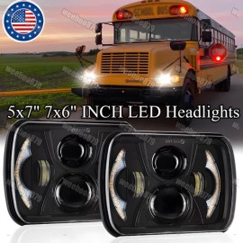 Unbranded DOT Approved Pair 200W 5x7" 7x6 LED Headlights for International 3800 School Bus