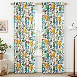 90 Inches Long Butterfly Flower Patterned Curtains Aesthetic Pretty Drapes for Living Room Modern Organic Peony Light Blocking Window Treatment Back Tab,2 Panels, Sage Green