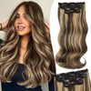 Isaic 16 Inch Brown Mix Blonde Synthetic Clip in Hair