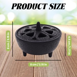 Mini Incense Burner Vintage Cast Iron Wax Melter for Log Burner Zen Incense Holder for Aromatherapy and Mindfulness 8×8×4.5cm/3.1×3.1×1.7inches
