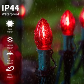 50 Pack Red C7 LED Christmas Light Bulbs, C7 Replacement Bulbs for Outdoor Indoor Christmas String Lights, E12 Candelabra Base, Waterproof Commercial Grade Holiday Bulbs for Decor Lighting