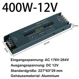 Slim LED Switching Power Supply for Home Technology 33.3A 12V 400W Input Driver Transformer AC176-264V to DC12V Output Suitable for Low Voltage Light Bar