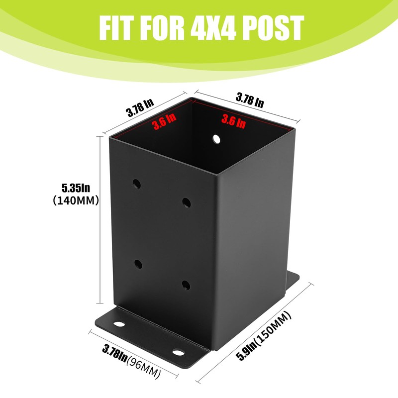 XZWMY 4x4 Post Base 6 Pcs, Post Brackets (Inner Size