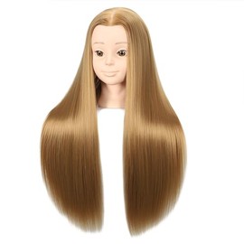Headdoll 26"-28" Mannequin Head Styling Mannequin Head for Hair Styling and Free Table Stand Training Head Manikin Cosmetology Doll Head with Long Fib