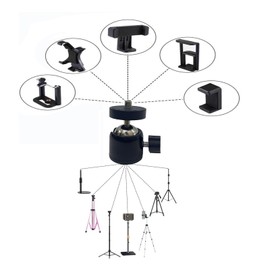 Universal 1/4" Swivel Mini Ball Head Tripod Mount, 360 Degree Rotating Adapter for DSLR Cameras, Tripods, Monopods, Black (10PACK)