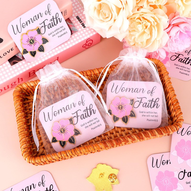 GANGBARU 25 Sets Woman of Faith Pins with Cards Bulk