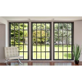 AOFOTO 5x3ft Business Office French Sash Window Backdrop Living Room Sofa Plant Photography Background Interior Casement Work at Home Modern Flat Furniture Apartment Decoration Residence Villa Props