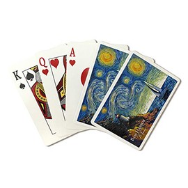 Maine - Bass Harbor Lighthouse - Starry Night 95834 (Playing Card Deck - 52 Card Poker Size with Jokers)
