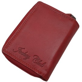 myledershop Small Cowhide Leather Wallet with Butterfly Motif and RFID & NFC Protection, cherry red, Modern
