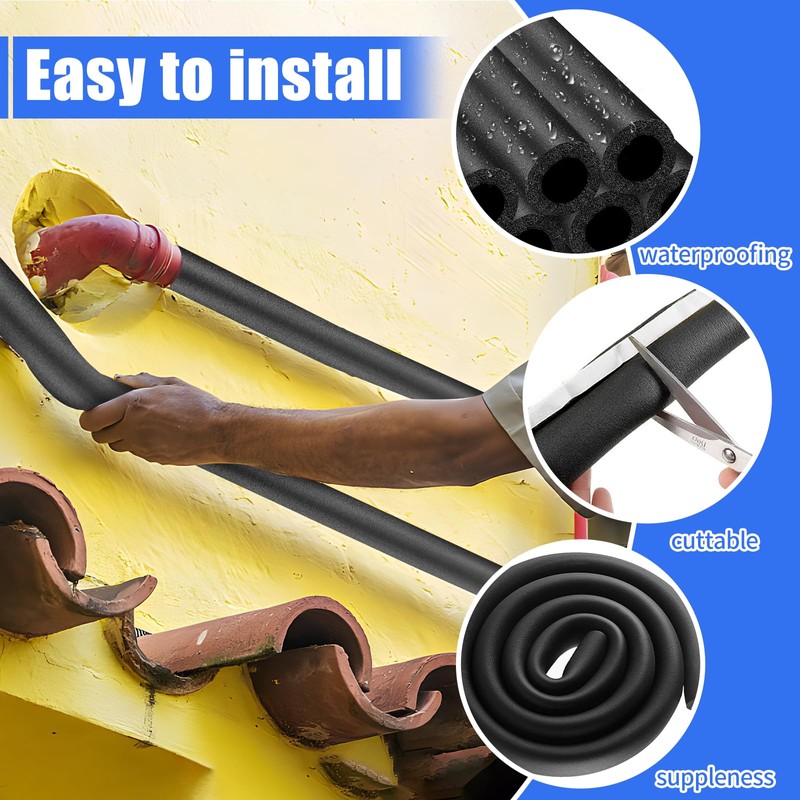16 Pack Pipe Insulation Foam Tube, 3/4'' Self Adhesive Pre