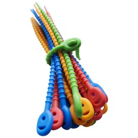 Bridas de silicona multiusos con cierre, 20 unidades, bridas de cable de 6 pulgadas, bridas de doble bloqueo en multicolor (rojo, azul, verde, naranja), lazos reutilizables de sujeción extra para el