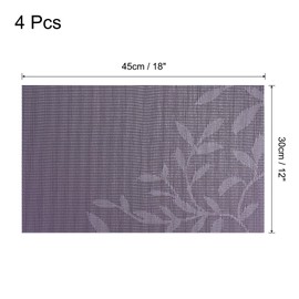 sourcing map 4 Pcs Placemats, Durable Placemats,Heat Resistant Non-Slip Place mats for Dining Table, Washable Durable PVC Vinyl Woven Table Mats
