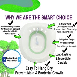 XIRENE Foldable Sitz Bath for Hemorrhoids, Toilet Seat Kit for Women Postpartum Care, Vaginial Steaming kit with Hand Hose and Storage Bag, Wider Seating Area, Deeper Bowl and Easy to Hang