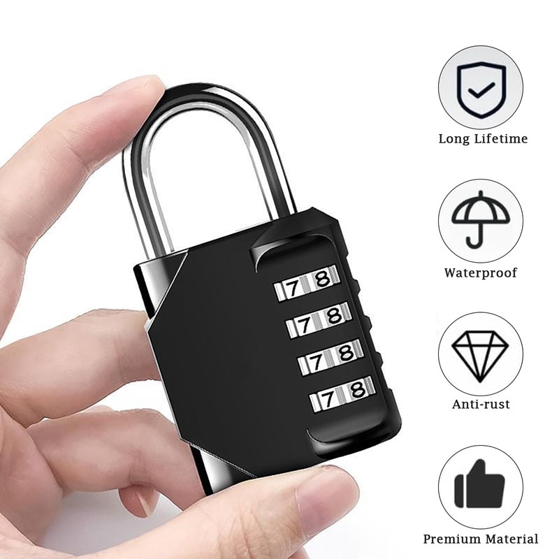 Combination Locker Padlock, 4 Digit Coded Padlock, Gym Lock, School