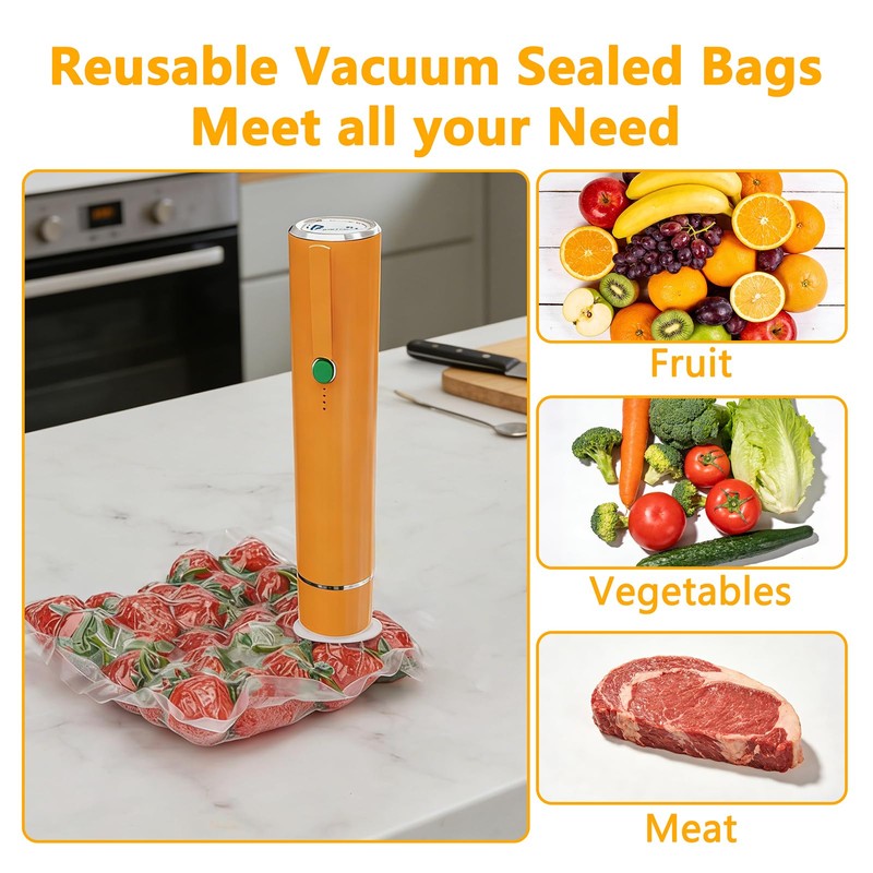 60‑Pack Vacuum Sealer Bags for Food, Reusable Clear Plastic Food