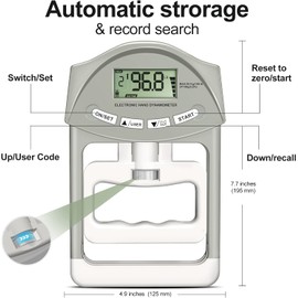 Digital Hand Dynamometer Grip Strength Trainer - Electronic Hand Grip Strength Tester Grip Strengthener Hand Exerciser Meter for Sports, School, and Home Use (198Lbs / 90Kgs)