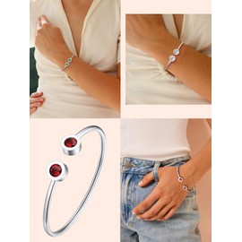 FOCALOOK Offenes Damen-Armband, Edelstahl, verziert mit falscher Peridot, Armreif verstellbar, mit Geburtsstein August