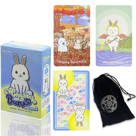 LHTHT Cute Rabbit Tarot Cards,79 Tarot Deck Cards,Tarot Cards for Beginners,Fortune Telling Cards Game.Black Flannel Bag.
