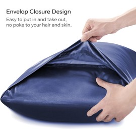 Silk Pillow Cases Set of 2, Satin Silk Pillow Case for Hair and Skin,Super Soft Silky Cooling Silk Pillow Cover with Envelope Closure 48 * 74CM