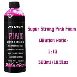 MIIGII Pre-Wash Solution Car Wash Soap - Pink Foam Car Shampoo - Powerful Formula Penetrates and Breaks Down Tree Sap, Bird Droppings & Tough Stains - Works on RVs, Trucks, Cars & More - 500ml (17oz)