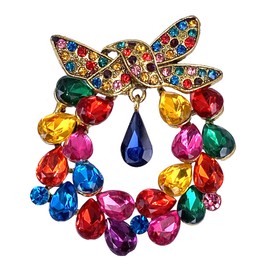 LAXPICOL Broche de corona de cristal multicolor brillante para mujeres y niñas, regalo dorado