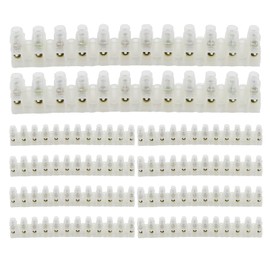 EATAKWARD 10 Pack Terminal Barrier Strips, 12 Position Dual Row Terminal Strip, 10 Amp 380 Volts Eurostyle Terminal Barrier Block for Small Home Projects and Electrical DIY ST12P-10A