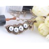 Alilang Golden Tone Bronze Topaz Rhinestone Four Faux Pearl Peas