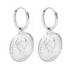 AeraVida Minimalist.925 Sterling Silver Coin Dangle Mini Hoop Earrings |