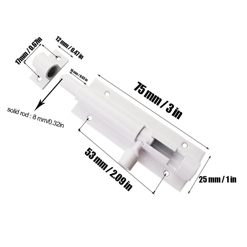 2 Pack 3 Inch Barrel Bolt Lock, Heavy Duty Slide