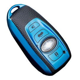 Cacacar - Funda de piel sintética de TPU suave de alta calidad para Subaru Forester Outback BRZ Legacy CrossTrek Smart Key Protector, color azul