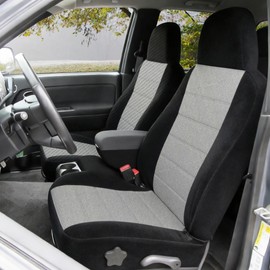 ESMING 60/40 Front Split Bench Seat Covers for Chevy Colorado GMC Canyon 2004 2005 2006 2007 2008 2009 2010 2011 2012 with Console Armrest Protector Accessories Knitted Fabric Breathable-Light Gray