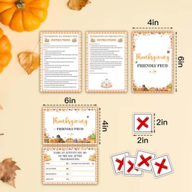 Bgohrd Thanksgiving Friendly Feud Game, Happy Thanksgiving Trivia Feud Quiz, Fall Harvest Board Game for Adults Family, Fall Holiday Party Activities Decorations, Autumn Party Supplies & Favors -04