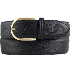BELTINGER Women's Belt Made of Grained Leather with Quilted Seam, 4 cm, High-Quality Leather Belt with Pigment Embossing, 40 mm, Women's Jeans Belt with Golden Belt Buckle, 4 cm, Black, Gold