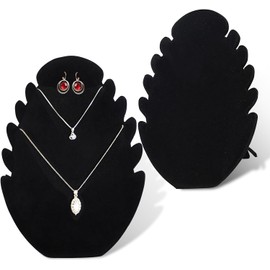 Necklace Display Stand With 5 Chain Slots, 2Pcs Velvet Jewelry Easel, Hanging Jewellery Tower, Pendant Holder With 5 Notches
