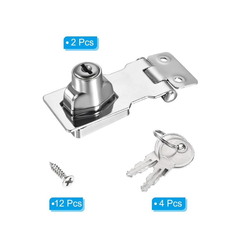 PATIKIL Keyed Hasp Locks, 2 Pack 2.5 Inch Twist Knob