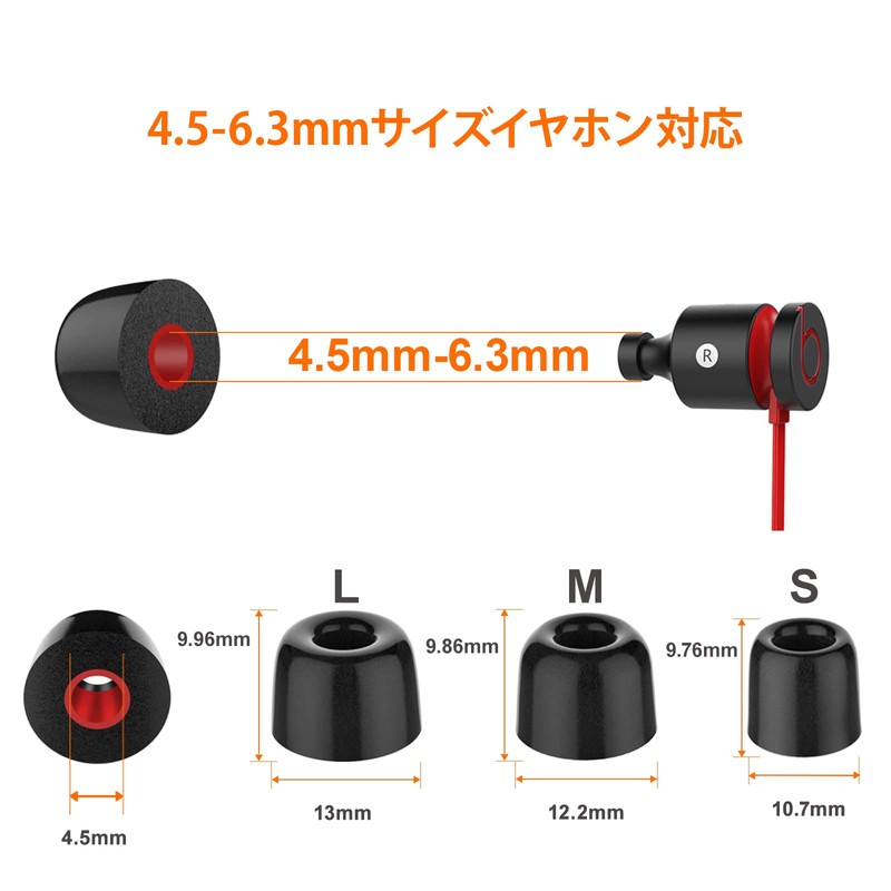 6 Pairs Urethane Earbud Tips (2 Pairs of S/M/L Each),
