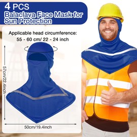 4 Pcs Summer Balaclava Sun Protection Full Face Balaclava with Reflective Strip Cooling Breathable Long Neck Covers (Blue)