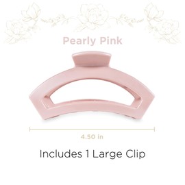 ​​TELETIES - Open Large Hair Clip - Spring Collection - Hair Claw Clips for Women - Strong Grip, Bendable Teeth, Curved Design - For All Hair Types and Textures - Pearly Pink
