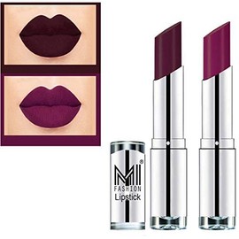 MI Fashion Rich Colors Crème Matte Smooth Lipstick Combo Made in India Long Lasting Set of 2 (Maroon, Purple)