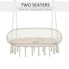 Unbranded 2-Person Double Macrame Hammock Swing Chair with Cushion for