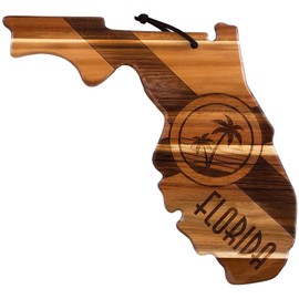 Totally Bamboo Rock & Branch Origins Series Florida State Shaped Cutting Board and Charcuterie Serving Tray, Includes Hang Tie for Wall Display