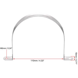 sourcing map Rigid Pipe Strap Fit for 110mm(4.3") OD, 2 Holes Tube Straps 201 Stainless Steel Tension Tube Clip Clamp 4pcs