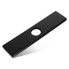 10 Inch Faucet Plate, 1 or 3 Hole Long Rectangle Faucet Deck Plate, Kitchen Sink Hole Cover, Cover Deck Plates Faucets Escutcheon for Bathroom Kitchen Vanity Sink Faucets Stainless Steel(Black)
